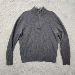 Untuckit Youth Belguardo 1/4 Zip Sweater Gray 100% Merino Wool Size L